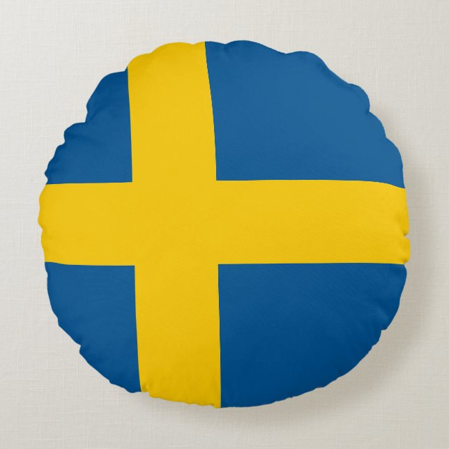 Cojín Redondo Bandera de Suecia (Anverso)