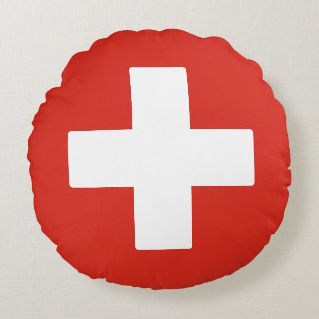 Cojín Redondo Bandera de Suiza (Anverso)