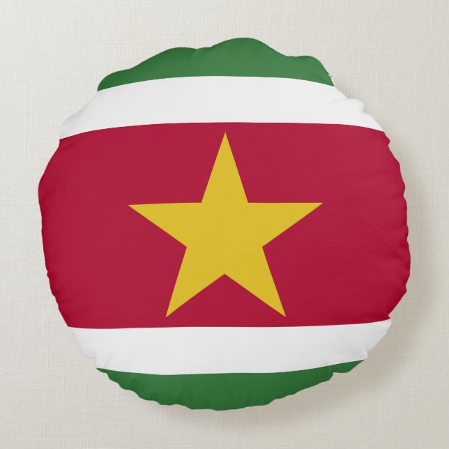 Cojín Redondo Bandera de Surinam (Reverso)