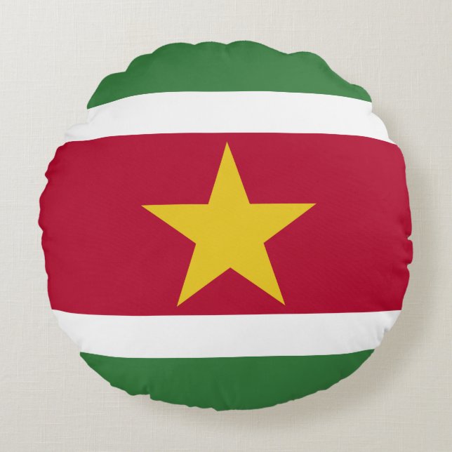Cojín Redondo Bandera de Surinam (Anverso)