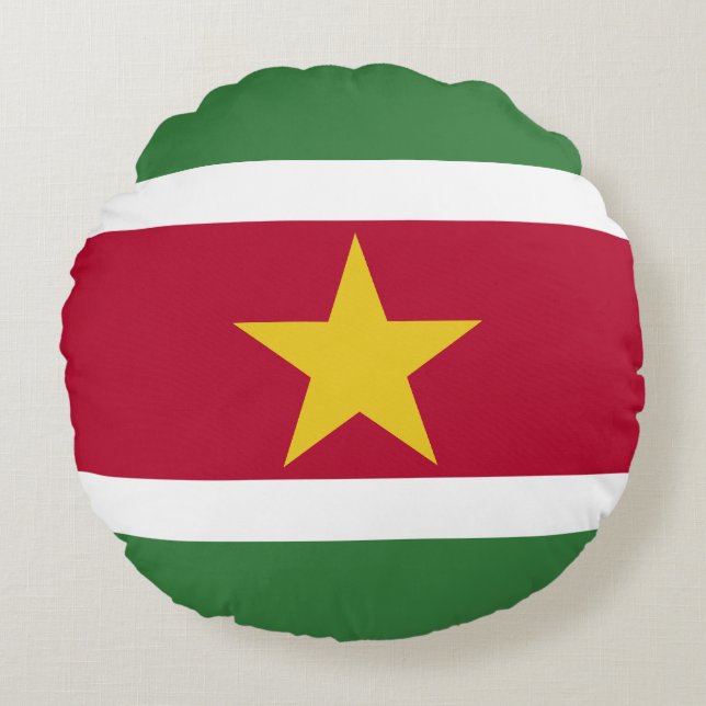 Cojín Redondo Bandera de Surinam (Anverso)