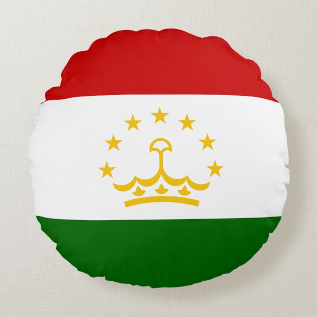 Cojín Redondo Bandera de Tayikistán (Anverso)