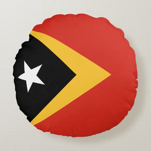 Cojín Redondo Bandera de Timor Oriental (Anverso)
