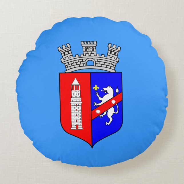 Cojín Redondo Bandera de Tirana, Albania (Anverso)