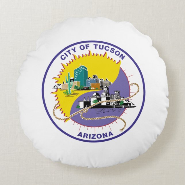 Cojín Redondo Bandera de Tucson (Arizona) (Anverso)
