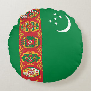 Cojín Redondo Bandera de Turkmenistán