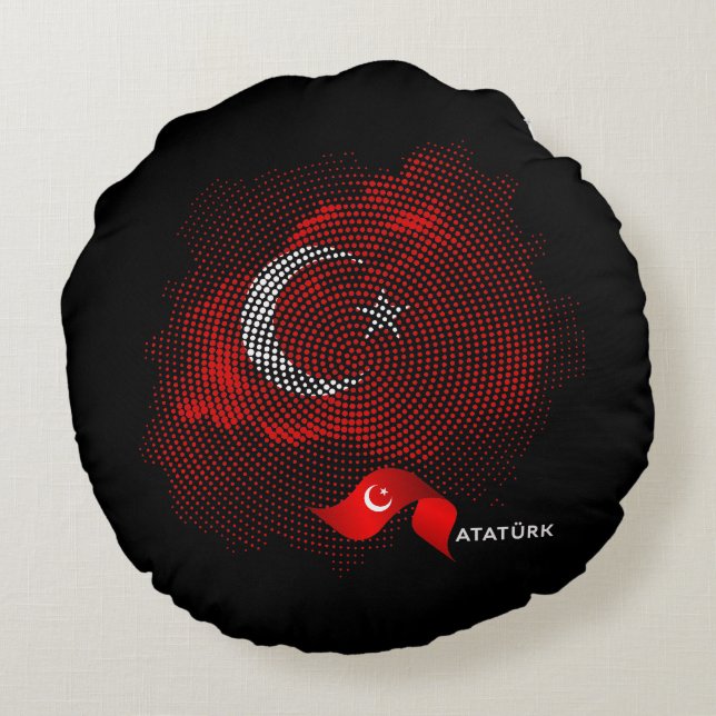 Cojín Redondo Bandera de Turquía (Reverso)