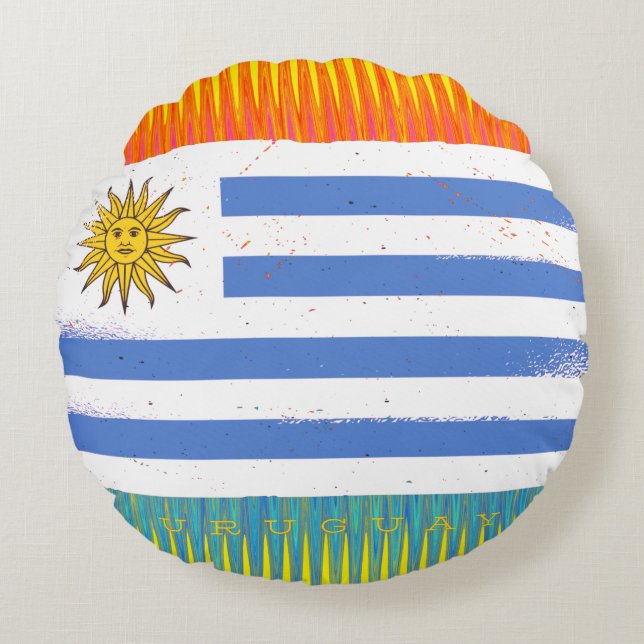 Cojín Redondo Bandera de Uruguay (Anverso)