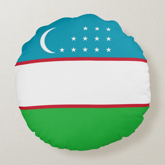Cojín Redondo Bandera de Uzbekistán (Reverso)