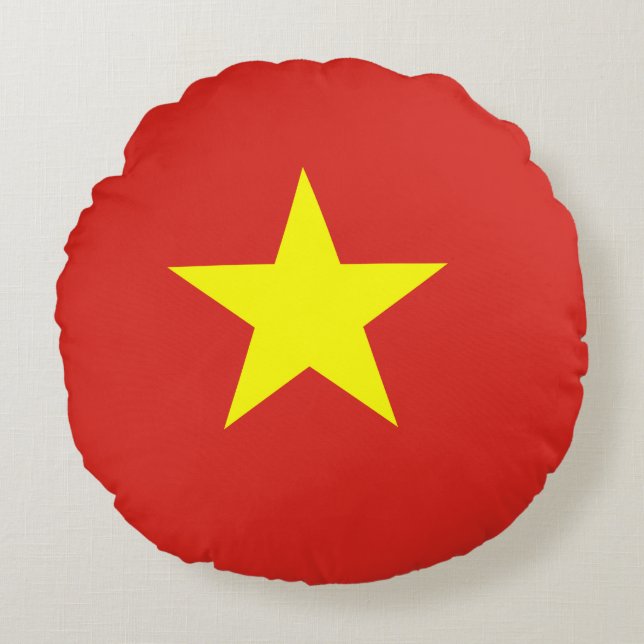 Cojín Redondo Bandera de Vietnam (Anverso)