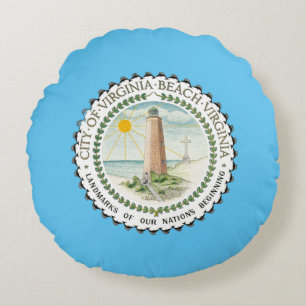 Cojín Redondo Bandera de Virginia Beach (Virginia) City