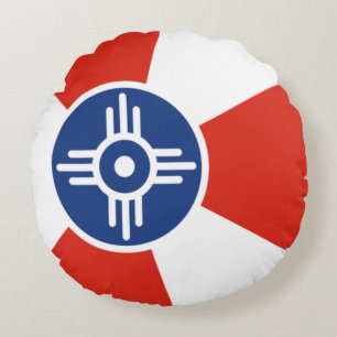 Cojín Redondo Bandera de Wichita (Kansas) City