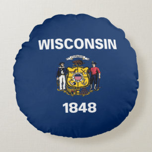 Cojín Redondo Bandera de Wisconsin