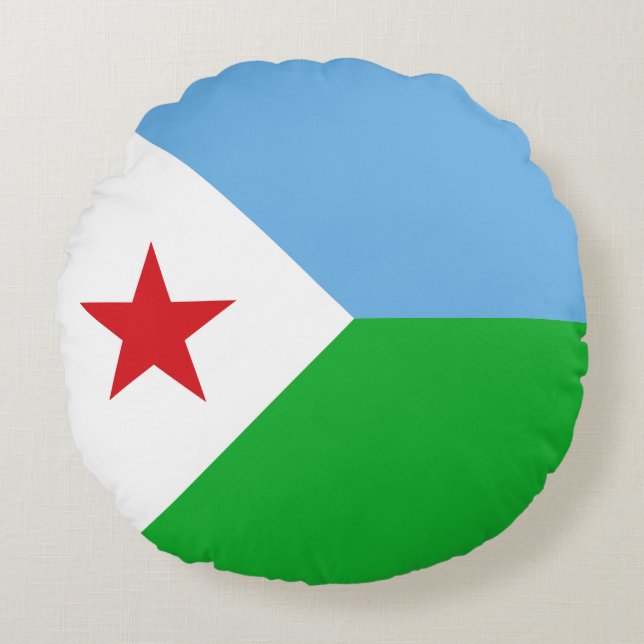 Cojín Redondo Bandera de Yibuti (Anverso)