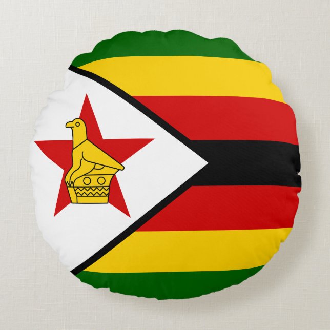 Cojín Redondo Bandera de Zimbabue (Anverso)