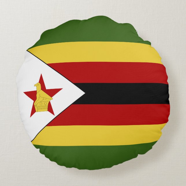 Cojín Redondo Bandera de Zimbabue (Reverso)