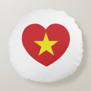 Cojín Redondo Bandera del corazón de Vietnam