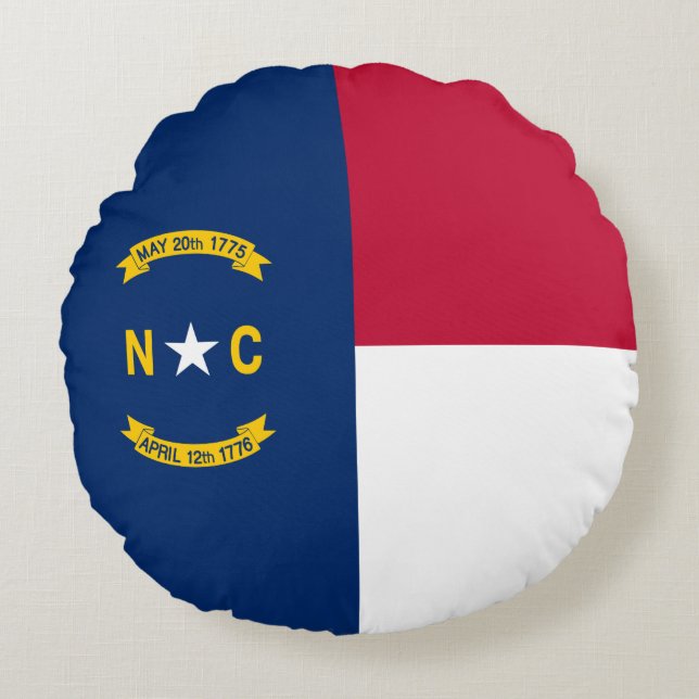 Cojín Redondo Bandera del Estado de Carolina del Norte (Anverso)