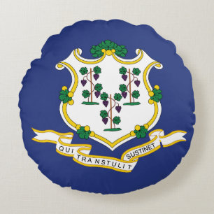 Cojín Redondo Bandera del estado de Connecticut