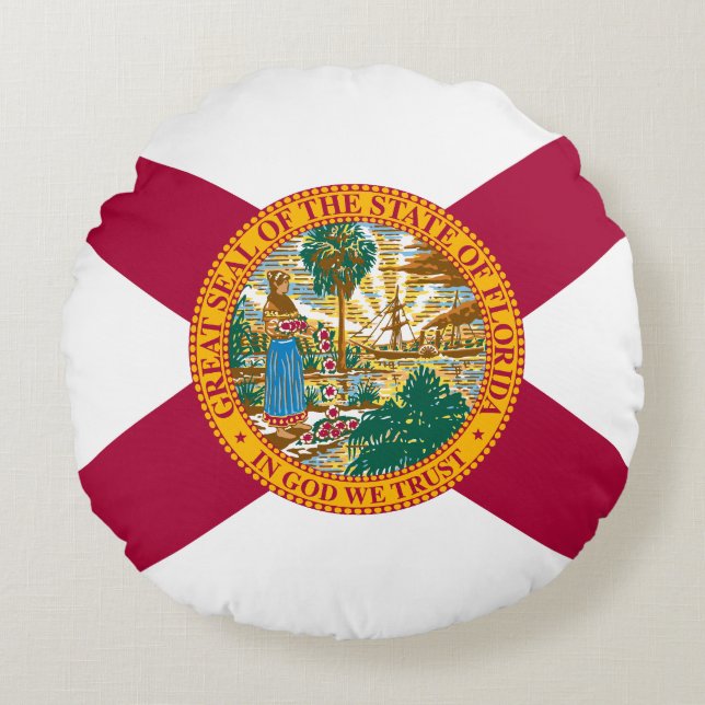 Cojín Redondo Bandera del estado de Florida (Anverso)