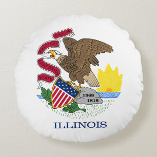 Cojín Redondo Bandera del estado de Illinois