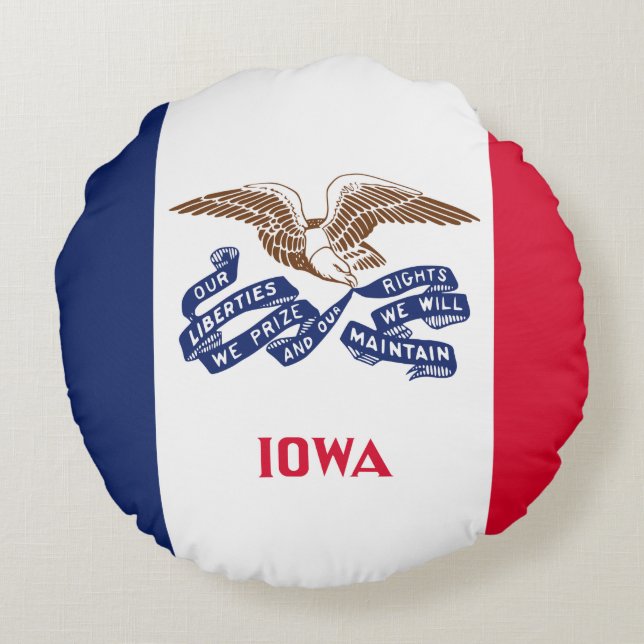 Cojín Redondo Bandera del Estado de Iowa (Reverso)
