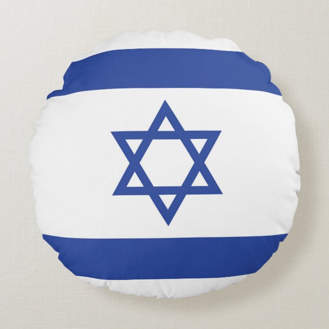 Cojín Redondo Bandera del Estado de Israel, Estrella de David Ju (Anverso)