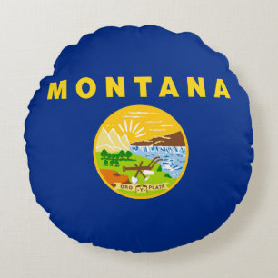 Cojín Redondo Bandera del estado de Montana