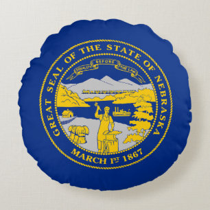 Cojín Redondo Bandera del Estado de Nebraska