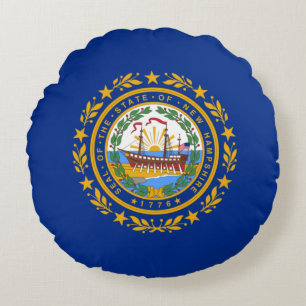 Cojín Redondo Bandera del Estado de New Hampshire