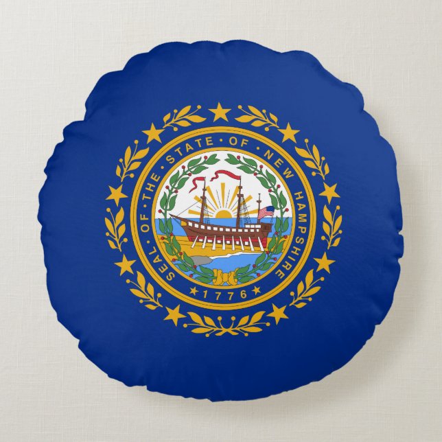 Cojín Redondo Bandera del Estado de New Hampshire (Anverso)