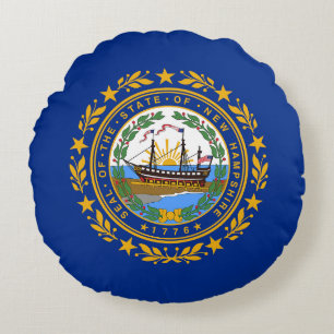 Cojín Redondo Bandera del estado de New Hampshire