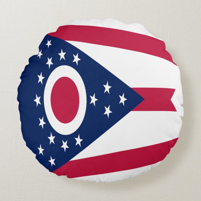 Cojín Redondo Bandera del Estado de Ohio (Anverso)