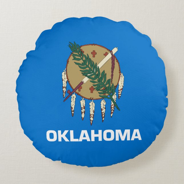 Cojín Redondo Bandera del estado de Oklahoma (Anverso)
