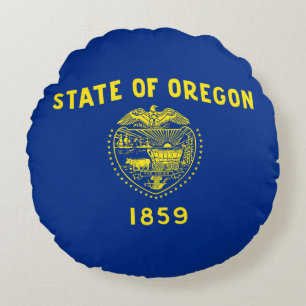 Cojín Redondo Bandera del Estado de Oregon