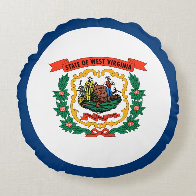 Cojín Redondo Bandera del Estado de Virginia Occidental (Anverso)