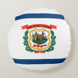Cojín Redondo Bandera del Estado de Virginia Occidental