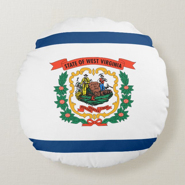 Cojín Redondo Bandera del Estado de Virginia Occidental (Anverso)