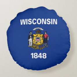 Cojín Redondo Bandera del Estado de Wisconsin