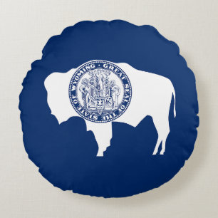 Cojín Redondo Bandera del estado de Wyoming