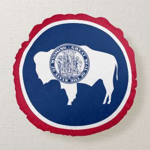 Cojín Redondo Bandera del estado de Wyoming