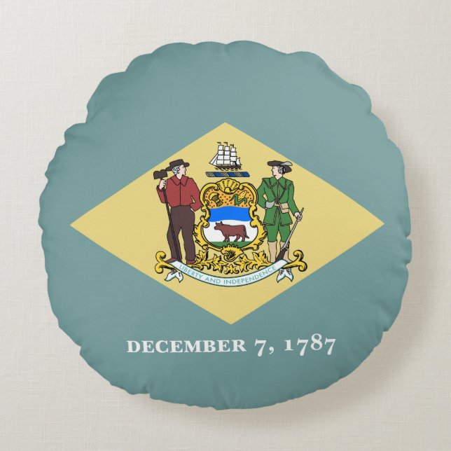Cojín Redondo Bandera del estado Delaware (Anverso)