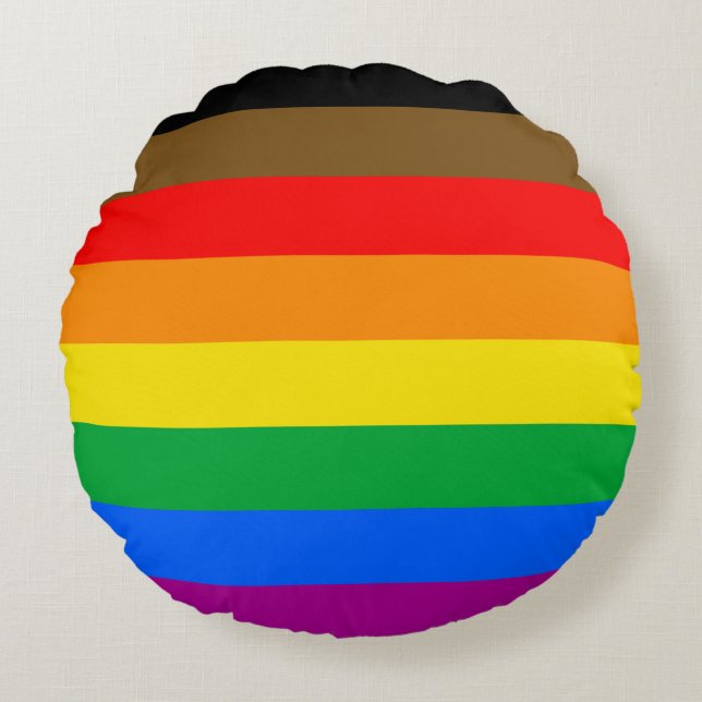 Cojín Redondo Bandera del Orgullo Arcoíris de Filadelfia (Anverso)