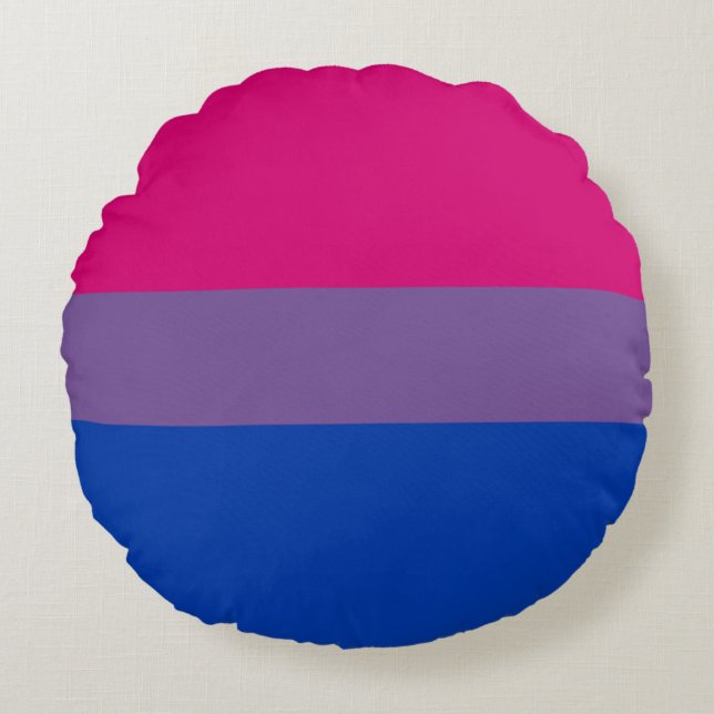 Cojín Redondo Bandera del Orgullo Bisexual (Anverso)