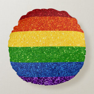 Cojín Redondo Bandera del orgullo gay Purpurina LGBT