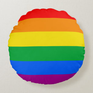 Cojín Redondo Bandera del Orgullo LGBTQ+ Arcoíris