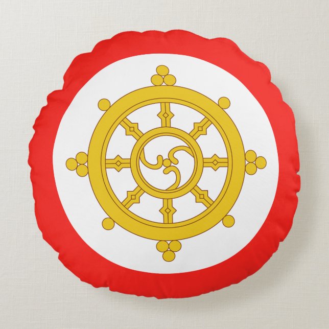 Cojín Redondo Bandera del Reino de Sikkim (Anverso)