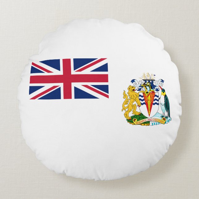 Cojín Redondo Bandera del Territorio Antártico Británico (Anverso)