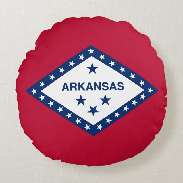 Cojín Redondo Bandera estatal de Arkansas (Anverso)