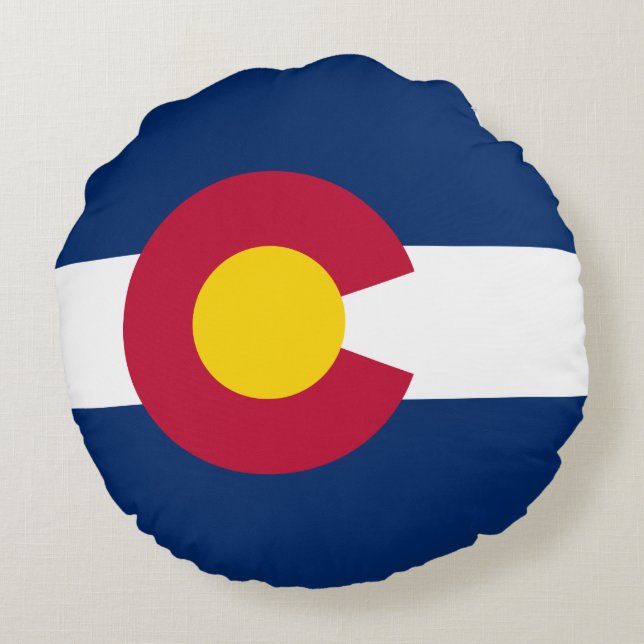Cojín Redondo Bandera Estatal de Colorado (Reverso)